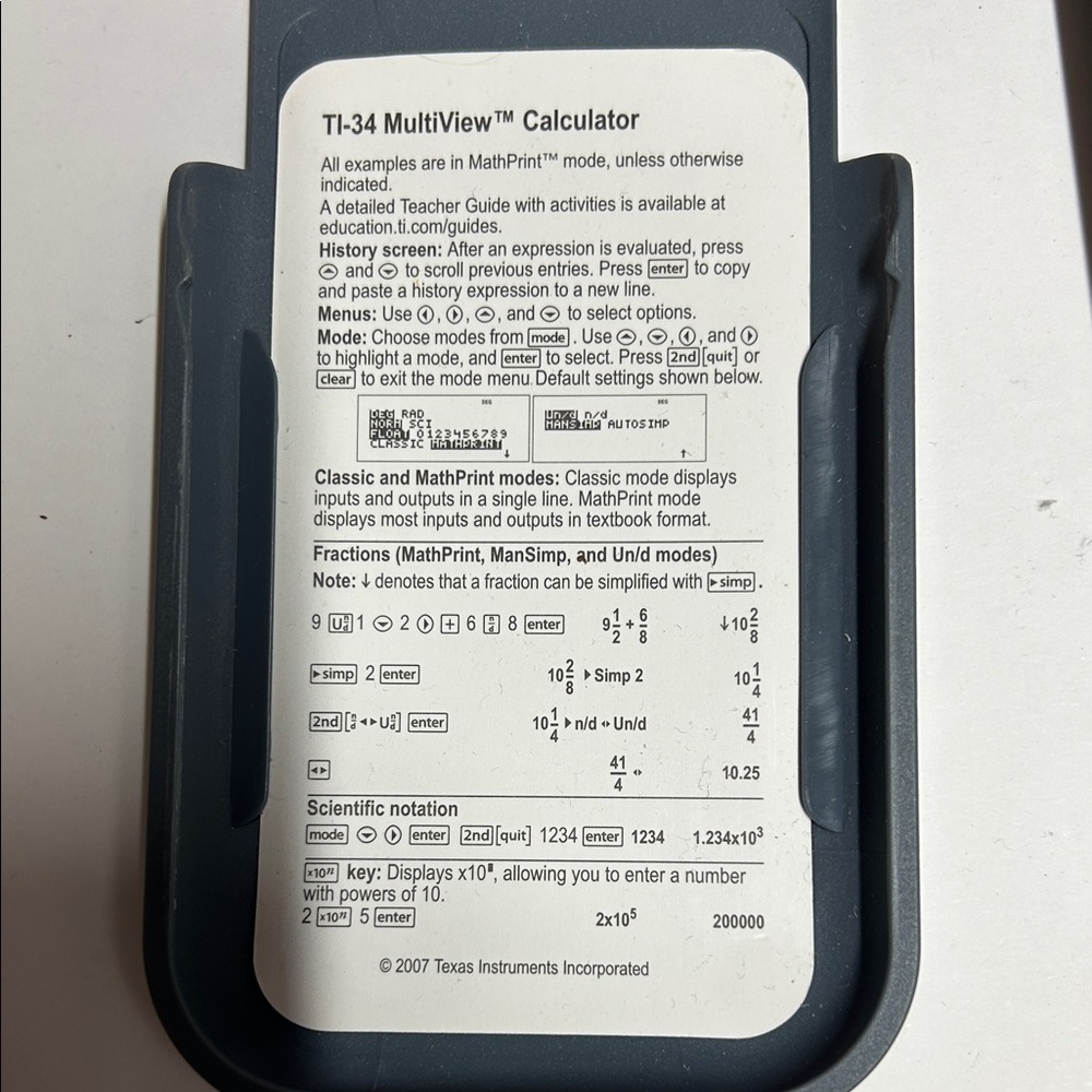 TEXAS INSTRUMENTS TI-34 MultiView Calculator Fractions School Math Science - Picture 4 of 7